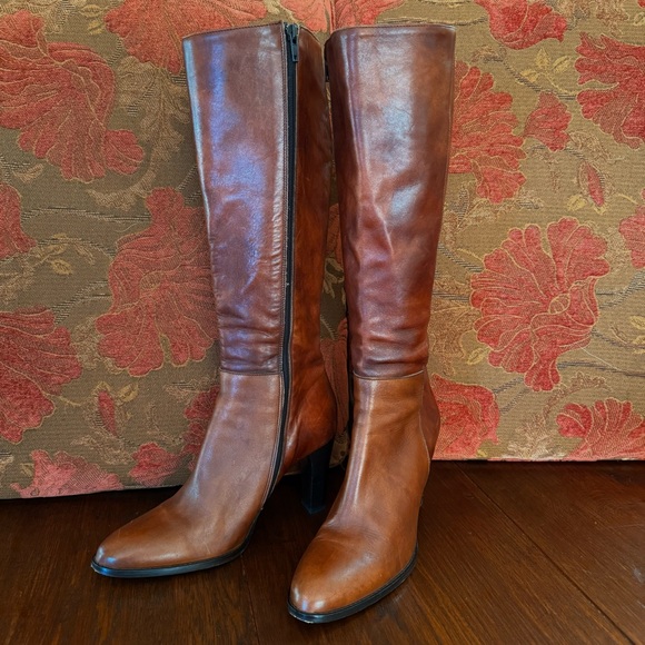 J. Crew Tan Italian Leather Heeled Boots 7.5 - Picture 7 of 9